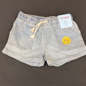 Cat & Jack Light Wash Denim Shorts mid rise flexible drawstring 5T easy on off